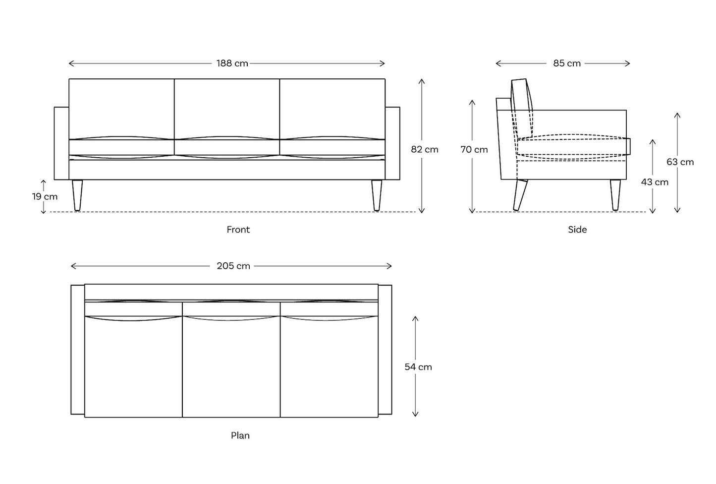 Dreisitzer-Sofa Model 01