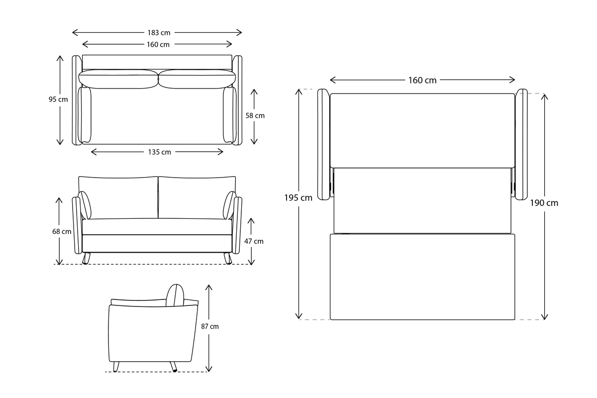 Model 08 2.5-Seater Sofa Bed