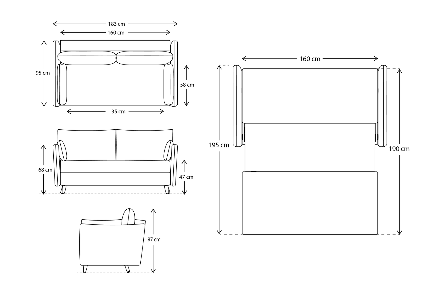 Model 08 2.5-Seater Sofa Bed