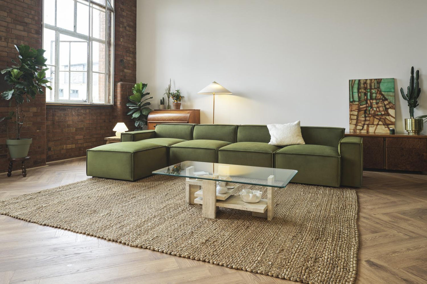 Viersitzer-Sofa Model 03 mit Chaiselongue links